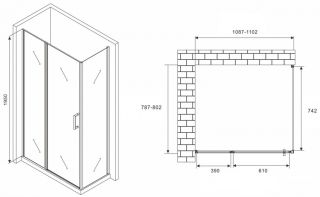 Душевой уголок ABBER Sonnenstrand AG04110MS-S80M 110x80см хром